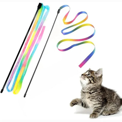 Rainbow Ribbon Wand Cat Teaser Toy - Jabula & Co Pets
