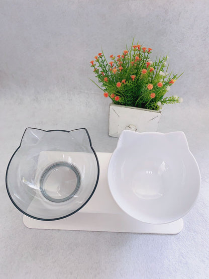Cat Double Bowl Cat Food Bowl Protects Cervical Vertebra | Jabula & Co Pets - Jabula & Co Pets